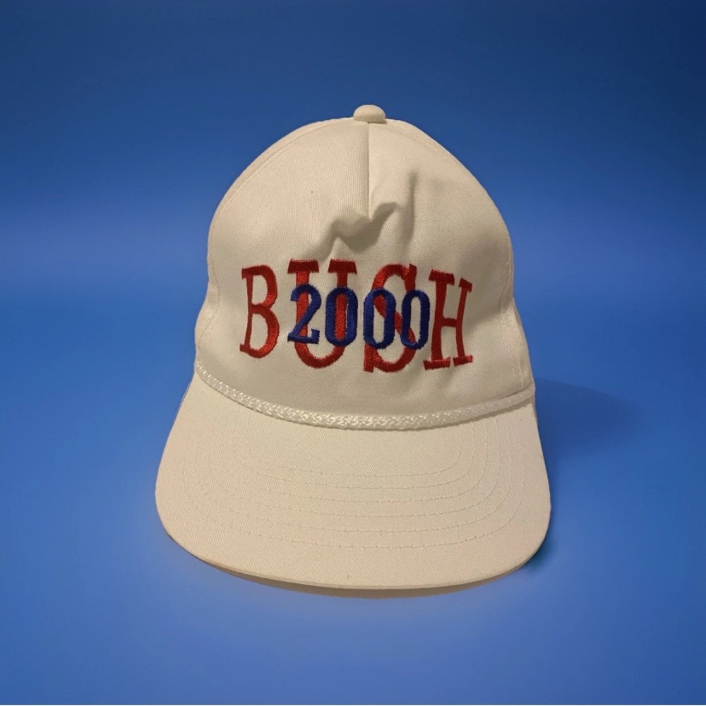 George Bush 2000 election campaign White Cap with Red and Blue Embroidery